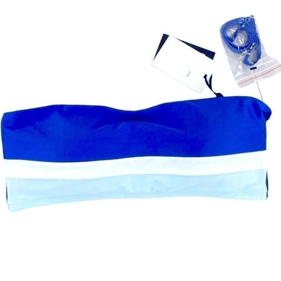 DKNY Colorblocked Bandeau Bikini Top swimsuit, swimwear Blue size L - Picture 4 of 7